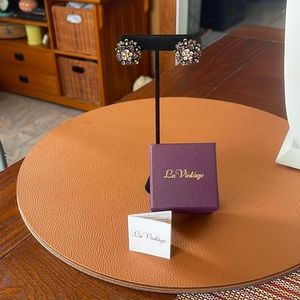 Kathy Levine La Vintage Jeweled Flower Earrings